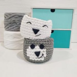 Набор трикотажных корзинок ручной работы для мелочей 2шт (464137-De)