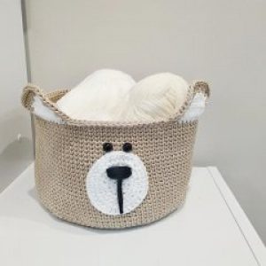 Трикотажная детская корзинка ручной работы для мелочей 21х13 см Коричневый (3422813-De)