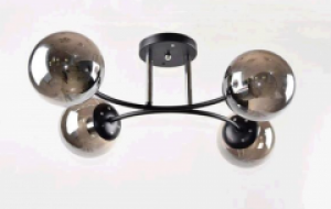 Люстра потолочная на четыре дымчатых плафона в виде шаров SC-5796/4 BK+CR