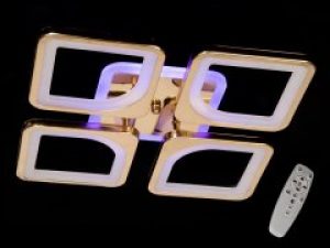 Потолочная LED люстра AlexMosh с диммером и LED подсветкой 3-х цветов 80W цвет золото (2788)
