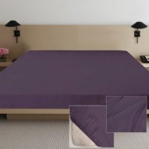 Простынь на резинке Ярослав Сатин темно-фиолетовая 09 (90*200+20)