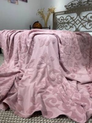 Махровая простынь - покрывало Koloco 200x230 см Пудровый