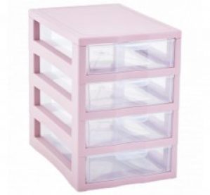 Органайзер пластиковый универсальный Алеана на 4 ящика розовый/прозрачный