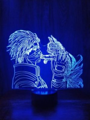 3D светильник-ночник «Какаши и кот» CreativeLamps Увеличенная пластина (c пультом ДУ) (1241)