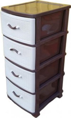 Комод Efe Plastics пластиковый 4 ящика плетёнка (Ротанг)