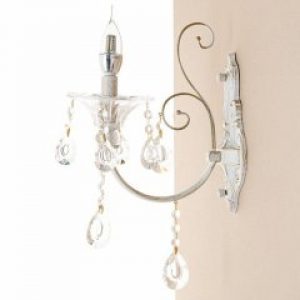 Бра белая на 1 свечу с стеклянным декором SLAVIA OU101/1W