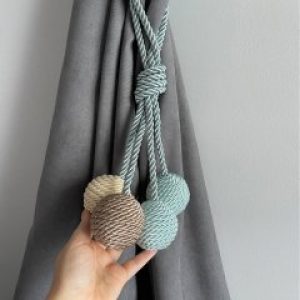 Подхват для штор со цветными шариками из шнура Adagio Windows Decor AD0011 бежево-голубой