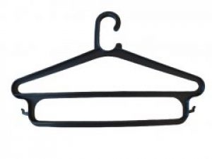 Вішалка пластмасова з двійною перекладеною чорного кольору 43см