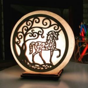 Настольная лампа- Ночник HealthLamp Единорог из природной Соли с регулятором яркости