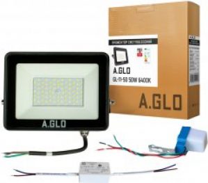 Прожектор светодиодный A.GLO 50W 6400K GL-11-50 + Предохранитель ЕВРОСВЕТ 100 Вт PULS-10 + Сумеречный датчик ЕВРОСВЕТ SF-01 10A (57200)