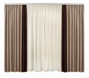 Комплект Декорин Диамант двухцветные шторы 150x270 см 2 шт вуаль тюль 400х270 1 шт Бежево-шоколадный с молочным