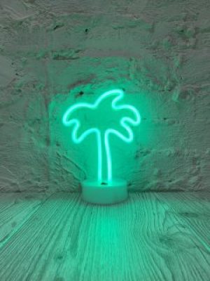 Неоновый светильник ночник Пальма настольная декоративная лампа Neon Decoration Lamp зеленый свет