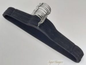 Набор 10 шт плечики вешалки Hanger BP45 45 см черного цвета бархатные флокированные