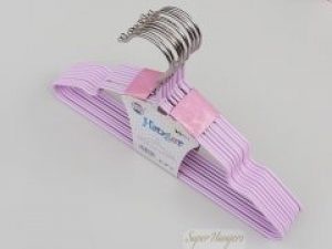 Набор 10 шт детские плечики Hanger 30 см нежно сиреневого цвета металлические в силиконовом покрытии