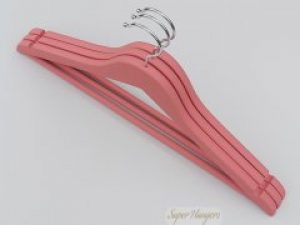 Набор 3 шт вешалок для одежды Soft 45 см деревянные обрезиненные розового цвета -COPY- -COPY- -COPY-