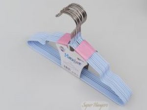 Набор 10 шт детские плечики Hanger 30 см светло голубого цвета металлические в силиконовом покрытии