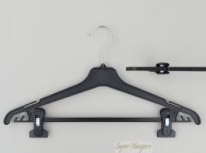 Плечики пластмассовые VPL PYz42 черного цвета с зажимами прищепками для брюк