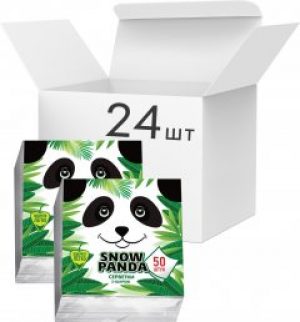 Упаковка салфеток столовых Снежная Панда двухслойных белых 24x24 см 24 пачки по 50 шт (4820183971432)