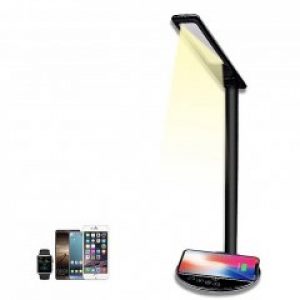 Настольная светодиодная ЛЕД (LED) лампа-светильник с функцией быстрой беспроводной зарядки для телефонов