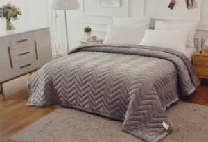 Плед покрывало плотное на евро кровать размер 220х240 серого цвета