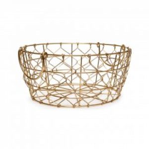 Корзина металлическая Кольчуга золотистая 34х15см Kaktus (110482-1)