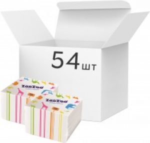 Упаковка салфеток столовых ZooZoo однослойных белых 24x23 см 54 пачки по 100 шт (4823019007787)