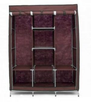 Портативный шкаф тканевый складной органайзер для хранения вещей одежды обуви на 3 секции (33424234) Коричневый