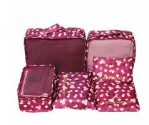 Набор органайзеров для вещей laundry pouch цветочки 6 штук бордовый