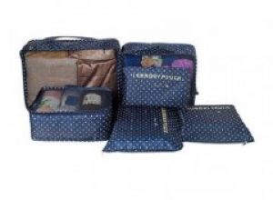 Набор органайзеров для вещей laundry pouch горошек 6 штук синий