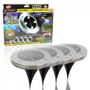 Уличные садовые фонари для сада "Bell Howell Disk lights" (комплект 4 шт) LED светильники на солнечной батарее