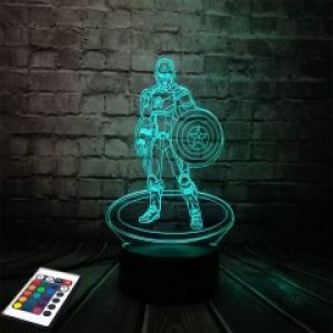 3D светильник с пультом и аккумулятором 3D Lamp Капитан Америка (LP-2840)