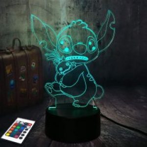 3D светильник с пультом и аккумулятором 3D Lamp Стич (LP-2544)