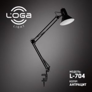 Лампа настольная со струбциной LOGA Е27 Антрацит L-704