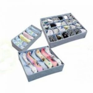 Набор органайзеров для белья 3 в 1 бамбук (Серый)