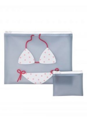Набор сумочек для мокрого купальника-бикини ESMARA серый-белый LI-880015