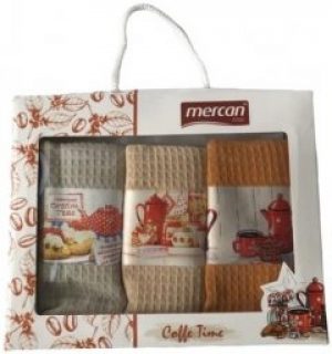 Набор вафельных кухонных полотенец Mercan 3D Coffe Time 40 x 60 3 шт (ts-01824)