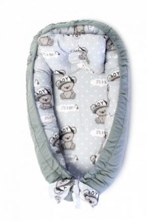 Кокон гнездышко для новорожденных Мишка Серый