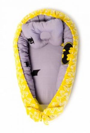 Кокон гнездышко для новорожденных Бетмобиль Желтый