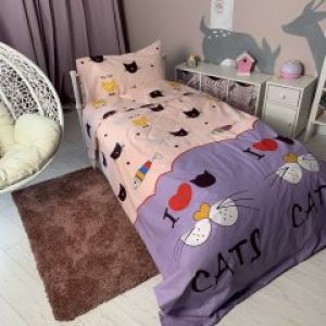 Комплект постельного белья для девочек "Котик" Бязь Premium Детский 110*140