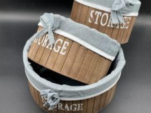 Ящики для хранения декоративные деревянные отделаны тканью 23х11 см 3 шт Коричневый (F-033-2)