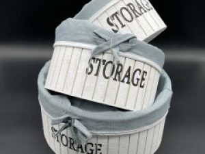 Ящики для хранения декоративные деревянные отделаны тканью 23х11 см 3 шт Белый (F-033-4)