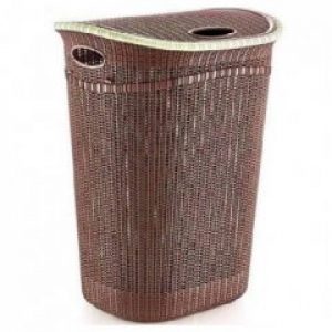 Корзина для белья с крышкой Irak Plastik Евровязка 52л коричневая LA-150