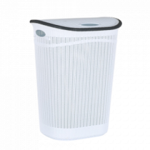 Корзина для белья с крышкой Irak Plastik Евровязка 52л белая LA-150