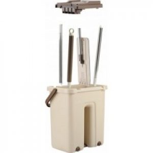 Ведро с отжимом и шваброй Scratch Cleaning Mop бежевая