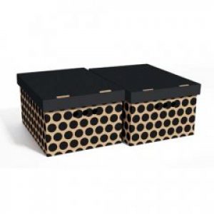 Набор картонных ящиков для хранения А4 черный горох 2шт 0611.40 Global-Pak (Польша)