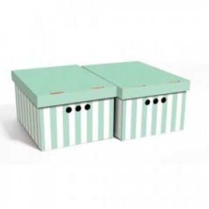 Набор картонных ящиков для хранения А4 зеленые полосы 2 шт 0611.34 Global-Pak (Польша)