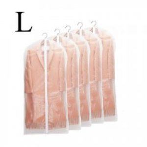 Чехол для одежды набор 5 шт на молнии из полупрозрачного РEVA пластика размер L 60 × 120 см SUIT BAGS белые (SВ-29159)