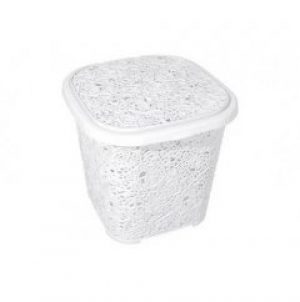 Корзина с крышкой Солнер Ажур 15 л Белая (12932)