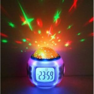 Часы ночник проектор звездного неба с будильником разноцветные на 2 динамика UKC 1038