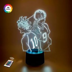 3D ночник "Хината и Кагеяма" (УВЕЛИЧЕННОЕ ИЗОБРАЖЕНИЕ) подарочная упаковка + 16 цветов + пульт ДУ + сетевой адаптер + батарейки (3ААА)  3DTOYSLAMP